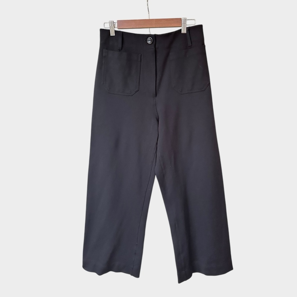 Quince Ponte Cropped Wide Leg Pants - Ultra Stretch, size 8 Black